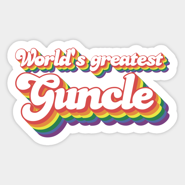 World's Greatest Guncle – whimsical rainbow font – lgbt gay uncle Guncle's Day  humorous brother gift Sticker by guncle.co